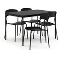 Stella Wood Effect Dining Table & 4 Black Chairs Kitchen Furniture Set