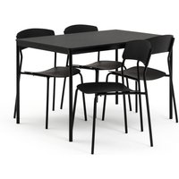 Stella Wood Effect Dining Table & 4 Black Chairs Kitchen Furniture Set