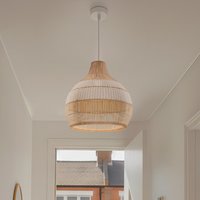 Dewlight-Handwoven White Rattan Light Pendant | Pendant Lamp Kitchen Island