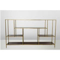 Casa Padrino Art Deco Luxus Regal Schrank Edelstahl Gold mit getÃ¶nten GlasbÃ¶den H108 x 190 x 40 cm - BÃ¼cherregal Regal Schrank - Jugendstil MÃ¶bel