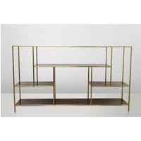 Casa Padrino Art Deco Luxus Regal Schrank Edelstahl Gold mit getÃ¶nten GlasbÃ¶den H108 x 190 x 40 cm - BÃ¼cherregal Regal Schrank - Jugendstil MÃ¶bel