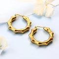 18k gold plated stainless steel earring stainless steel bamboo hoop earrings big earrings for women
