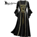 [You're My Secret] Punk Gothic Women Dress Vintage Dress Halloween Carnival Court Noble Medieval Queen Princess Cosplay Costume