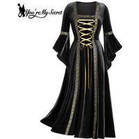 [You're My Secret] Punk Gothic Women Dress Vintage Dress Halloween Carnival Court Noble Medieval Queen Princess Cosplay Costume