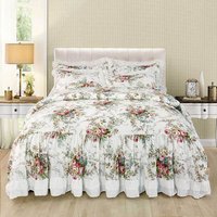 Easylife Floral Botanical Ruffle Bedspread Queen