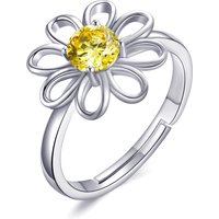 Adjustable Crystal Daisy Ring Created with Zircondia® Crystals