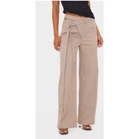 Taupe Premium Crossover Waistband Detail Tailored Trouser
