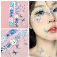 Butterfly Face Self-adhesive Decals For Makeup Eye Glitter Nail Art Stage Performance Iridescent Stickers For Child Women