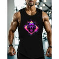 Men's retro 80s-90s steampunk aesthetic color bear print t-shirt - breathable stretch sleeveless shirt