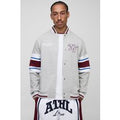 Chaqueta Universitaria De Tela Jersey Con Capucha Y Estampado Ny, Gris