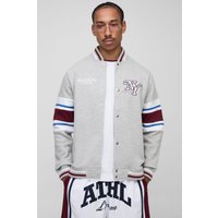 Chaqueta Universitaria De Tela Jersey Con Capucha Y Estampado Ny, Gris