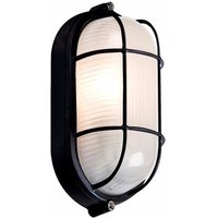 KnightsBridge IP54 Edison Screw Oval Bulkhead With Wire Guard - Black