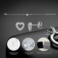 Sterling Silver Heart Jewellery Set - Bracelet & Earrings with Cubic Zirconia, Gold-Plated Finish | Wowcher