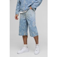 Pantalón Corto Vaquero Regular Roto, Azul