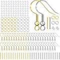 925 Silver/Gold Plated Earring Hooks for Jewelry Making, 900pcs Hypoallergenic Earring Making Kit,Earring Findings Jump Rings