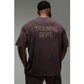 Camiseta Man Active Oversize Con Lavado A La Piedra Y Estampado Training Dept, Brown