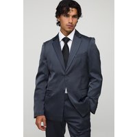 Slim Fit Satin Blazer, Gris