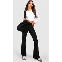 Pantalón De Campana Para Yoga Con Cintura Elástica Y Tela Jersey De Algodón, Negro