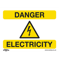 Worksafe Warning Safety Sign - Danger Electricity - Self-Adhesive Vinyl