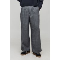 Micro Check Wide Leg Pleated Tailored Trouser, Gris