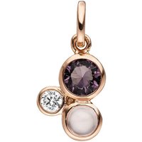 Anhänger 925 Sterling Silber rotgold vergoldet 2 Zirkonia 1 Glasstein