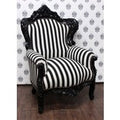Barock Sessel King Schwarz/WeiÃ Streifen / Schwarz - MÃ¶bel Antik Stil - Limitiertes Sondermodell