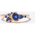 0.5ct Round Star Sapphire Engagement Ring Moon Sapphire Wedding Ring