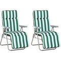 Outsunny 2 Pc Folding Sun Reclining Chairs W/ Cushions | Aosom Ireland