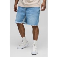 Pantalón Corto Plus Vaquero Holgado Roto Con Refuerzos, Gris