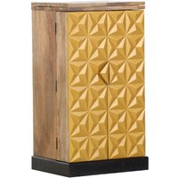 Casa Padrino Designer Barschrank mit 2 TÃ¼ren Naturfarben / Gold / Schwarz 59-117 x 48 x H. 113 cm - Massivholz Weinschrank - BarmÃ¶bel