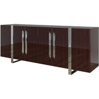Casa Padrino Luxus Art Deco Sideboard Dunkelbraun / Silber 222 x 50 x H. 90 cm - Edler Wohnzimmerschrank mit 6 TÃ¼ren - Art Deco MÃ¶bel