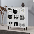 Multilux Wooden Storage Cabinet with 4 Doors in Black and White