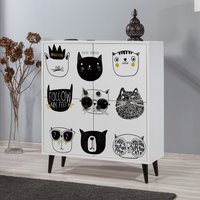 Multilux Wooden Storage Cabinet with 4 Doors in Black and White