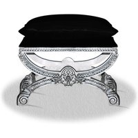Casa Padrino Barock Hocker Silber Schwarz 60 x 40 x H. 50 cm