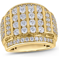 10K Gold 4 CT.T.W. Round Lab Created Diamond Multi-Row Column Wedding Ring for Men D-VVS1