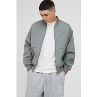 Chaqueta Bomber Oversize Recta De Nailon Con Detalle De Costuras, Verde
