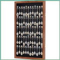 60-Spoon Display Case Rack Holder, UV Protection Lockable Walnut Wall Cabinet for Souvenir & Tea Spoons