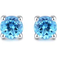 Sylvia Unique 1.5ct Natural Blue Topaz Sterling Silver Round Earrings 5mm