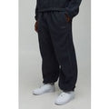 Baggy Borg Man. Embroidered Cuffed Joggers, Gris