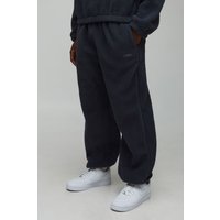 Baggy Borg Man. Embroidered Cuffed Joggers, Gris