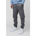 Pantalón Cargo Pitillo Con Cintura Elástica Y Botamanga, Gris