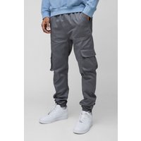 Pantalón Cargo Pitillo Con Cintura Elástica Y Botamanga, Gris