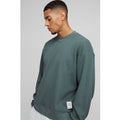 Sudadera Recta Man De Tela Gofre Con Etiqueta Y Cuello Extendido, Verde
