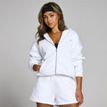 Damska bluza z kapturem i zapięciem na suwak z kolekcji Basics MP – biała - XXL