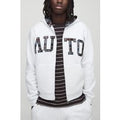 Grey Check Applique Zip Through Hoodie, Gris