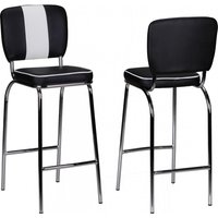 FineBuy 2er Set Barhocker American Diner 50er Jahre Retro Barstuhl, Sitzfläche mit Rücken-Lehne, Fußstütze, Sitzhöhe 76 cm