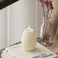 LED-Rillenkerzen D 7,5 x H 10 cm Creme