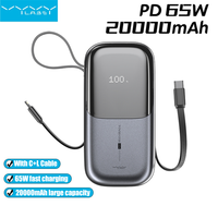 65W 20000mAh Power Bank PD Quick Charge FCP SCP Powerbank Portable External Charger for Laptop Tablet iPhone Samsung Huawei