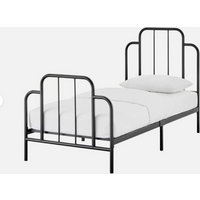 JACQUES SINGLE METAL BED FRAME BLACK SPACE SAVING GUEST ROOM