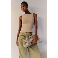 Oatmeal Fine Knit Boat Neck Top